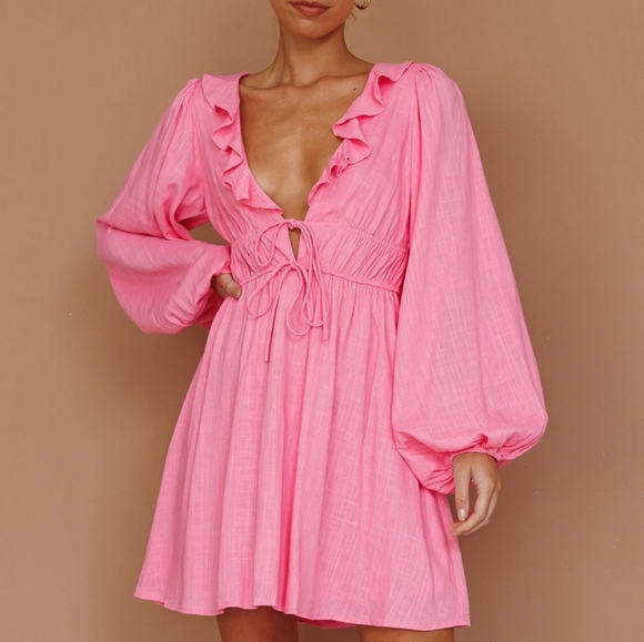 Selfie Leslie Carnivale Balloon Sleeve Dress in Pink Medium - Picture 3 of 4